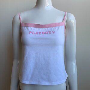 Playboy Lingerie pink & white logo printed camisole cami tank top